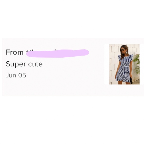 Striped White and Blue Belted Mini Dress - Picture 8 of 10